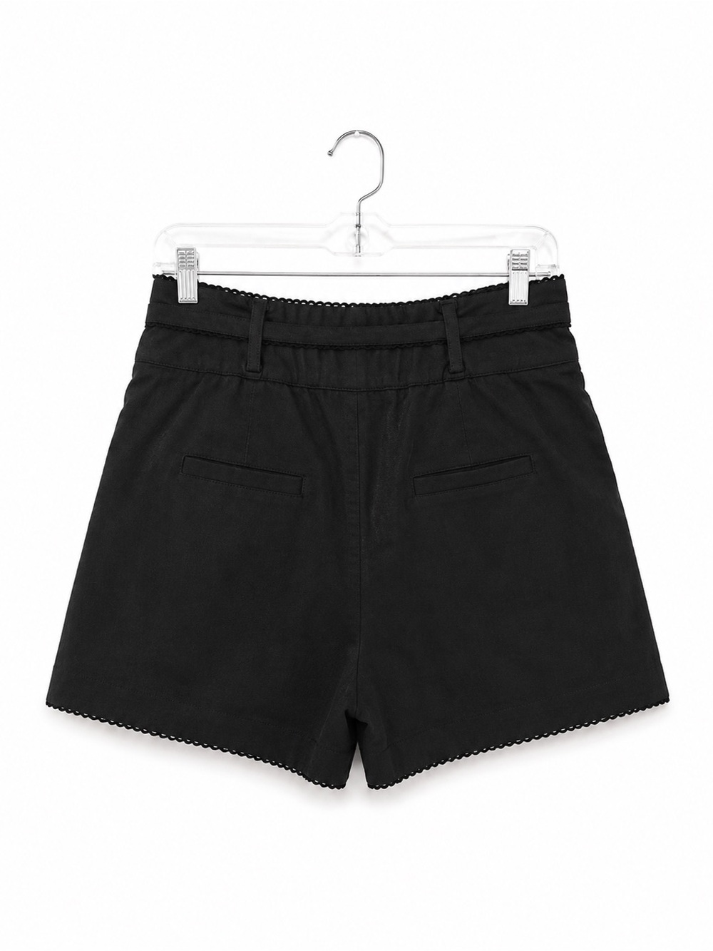 Veronica Beard Black High-Rise Belted Pleated Linen Shorts Size 10 - Picture 3 of 6